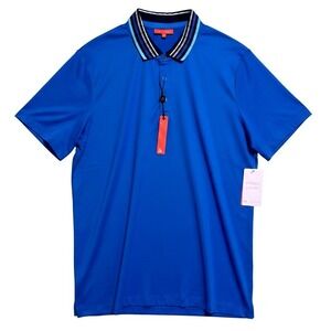 REDVANLY Mael Polo Mens XL Marine Blue Athletic Luxury Golf Shirt R2505B-MAEL